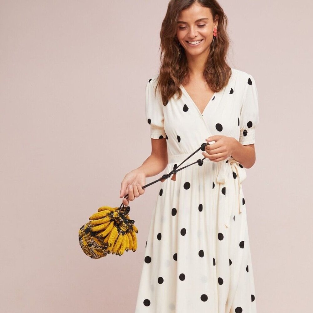 Anthropologie Maeve Breanna Polka Dot Wrap Dress